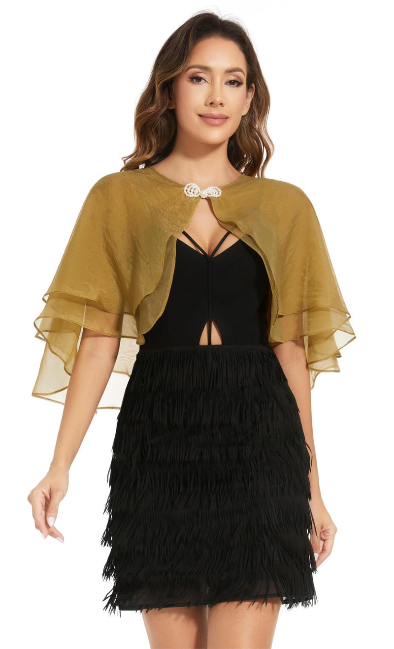 Sepsap Women's Sheer Tencel Shawls and Wraps for Evening Dresses Soft Wedding Cape Lightweight Bridesmaid Scarves Cover Up (Dark Yellow) - Image 5