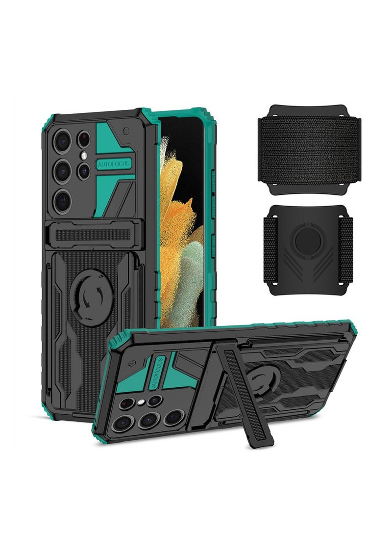 Compatible with Samsung Galaxy S24 Ultra/S24 Plus/S24 5G Phone Case , 360° Running Armband Slim Stand Hybrid Grip Heavy Duty Protective Accessories