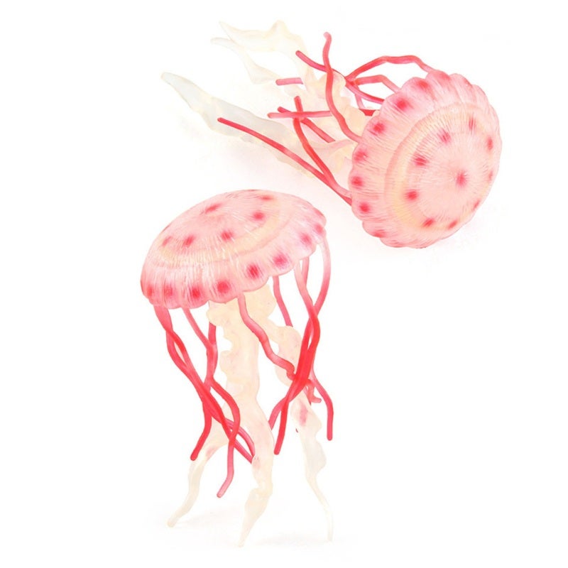 Simulated Jellyfish 6.5 X 6.5 X 13 Cm Realistic Translucent Pink Model - Durable Plastic Marine Decoration for Home Office or Water Pet Toy Setup - Image 1
