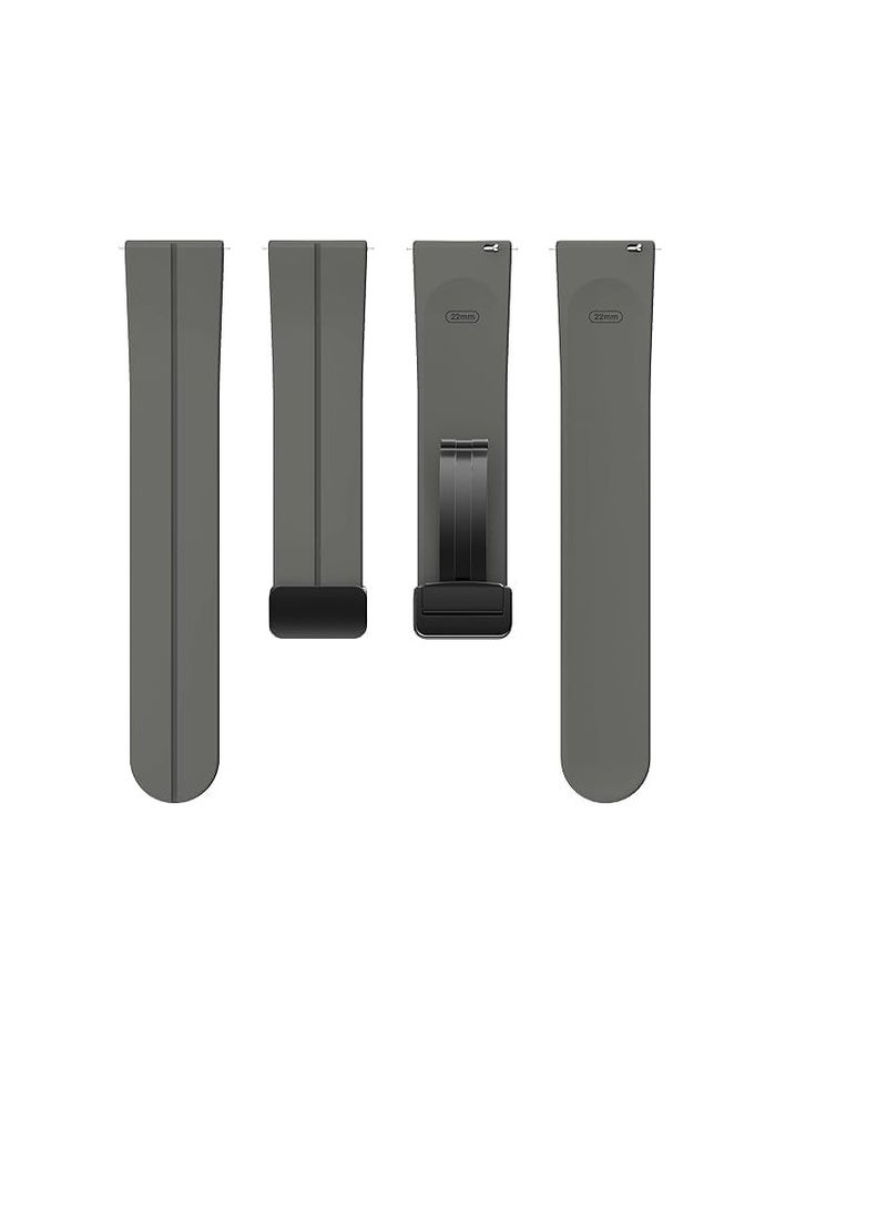 22mm Breathable Silicone Watch Band with Magnetic Folding Buckle for GT2 46 - GT3 46 - GT2 Pro - GT2E - Black, Unisex Adult - Image 3