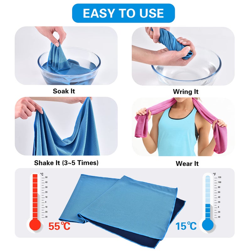 TOBEHIGHER Cooling Towels - 4 Pack Cooling Towel(40"x12"), Cooling Towels for Neck and Face, Microfiber Soft Breathable Cooling Towel for Hot Weather - Image 4