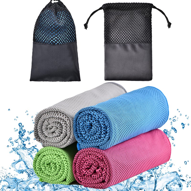 TOBEHIGHER Cooling Towels - 4 Pack Cooling Towel(40"x12"), Cooling Towels for Neck and Face, Microfiber Soft Breathable Cooling Towel for Hot Weather - Image 1