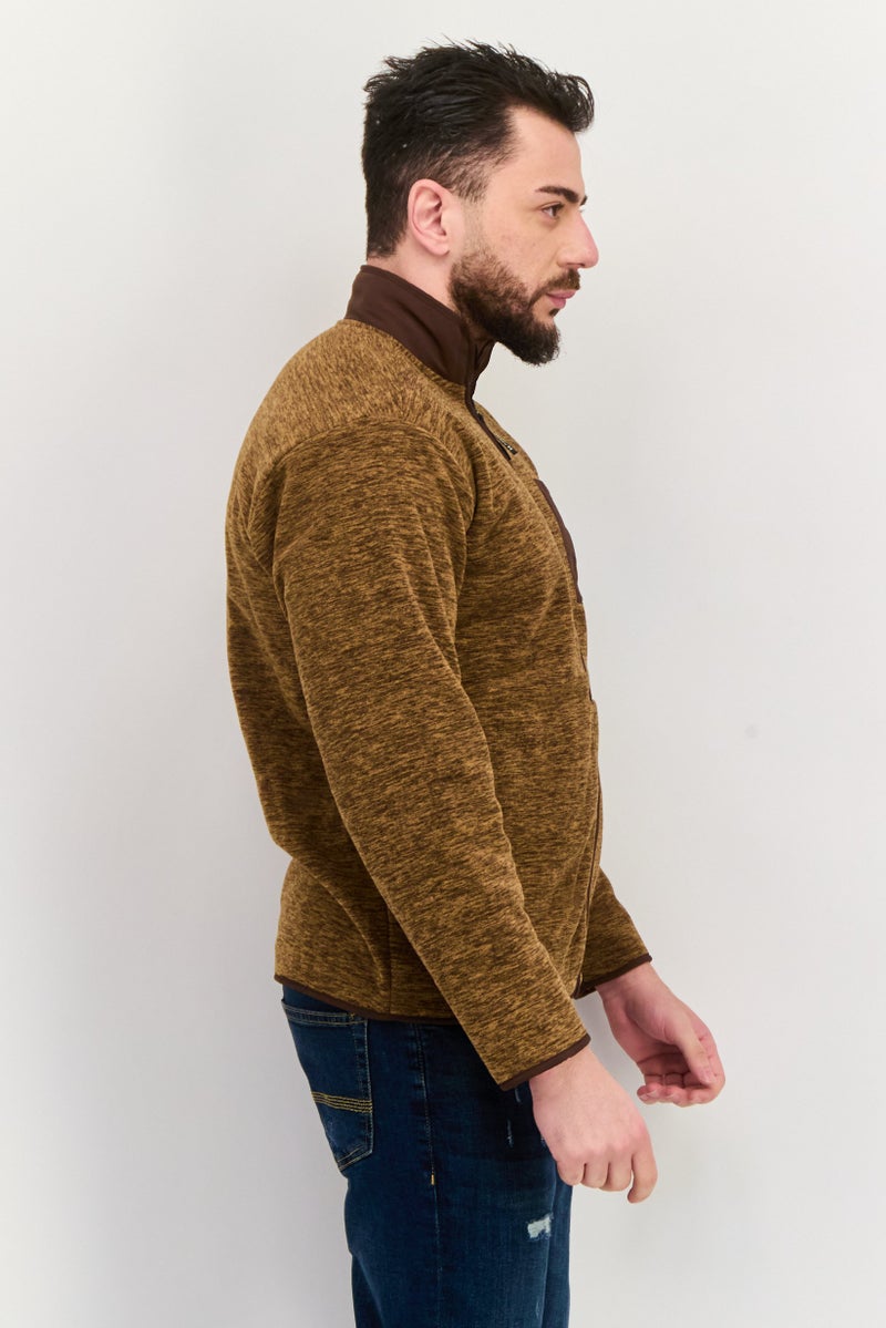 Hurley Men Mock Neck Heather Long Sleeve Sweatshirt, Brown - Image 2