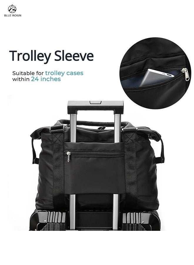 بليه روان شنطة سفر نسائية كبيرة خفيفة مقاومة للماء شنطة كتف مع حزام خلفي للتثبيت على حقيبة السفر - Image 3