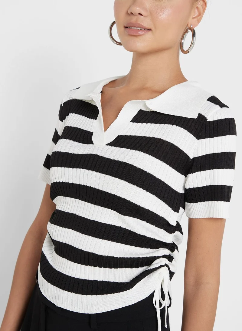Ginger Polo Neck Stripe Tshirt