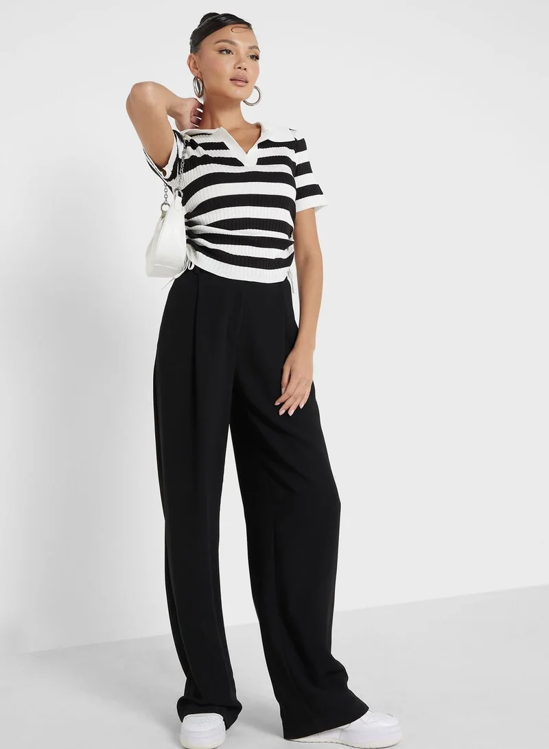 Ginger  Polo Neck Stripe Tshirt for Women | Best Price UAE