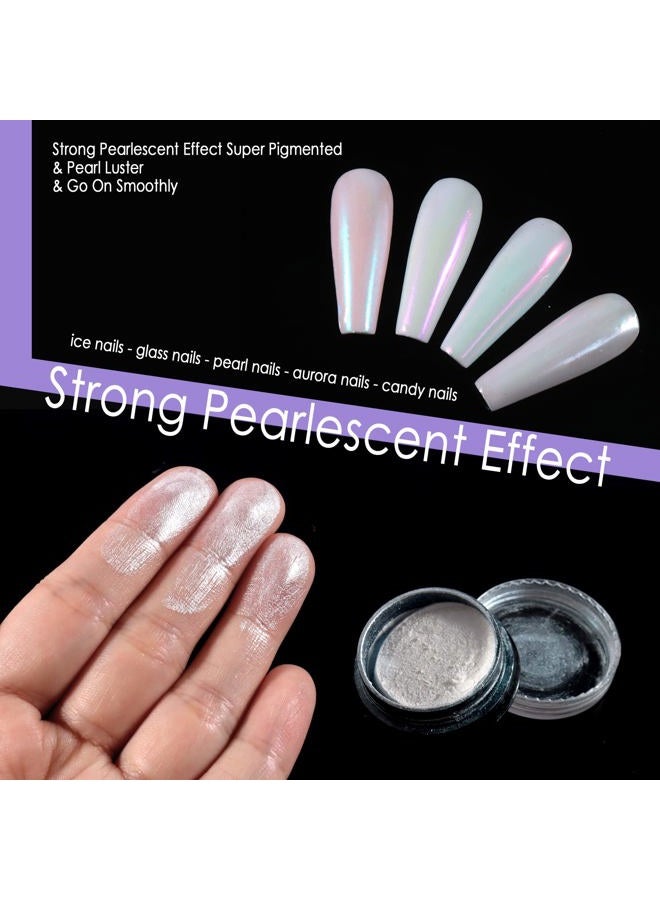 Allstarry Chrome Nail Powder 4 Colors Iridescent Aurora Powder Metallic Mirror Effect Pigment Pearlescent Mermaid Glitter Unicorn Glitter for Nail Art Manicure Decoration Home DIY Salon - Ice Series - Image 3