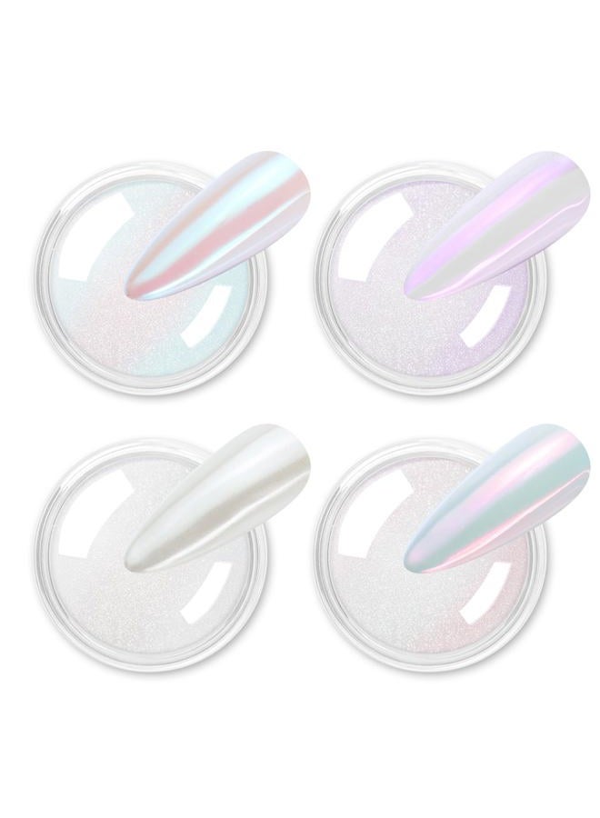 Allstarry Chrome Nail Powder 4 Colors Iridescent Aurora Powder Metallic Mirror Effect Pigment Pearlescent Mermaid Glitter Unicorn Glitter for Nail Art Manicure Decoration Home DIY Salon - Ice Series - Image 1