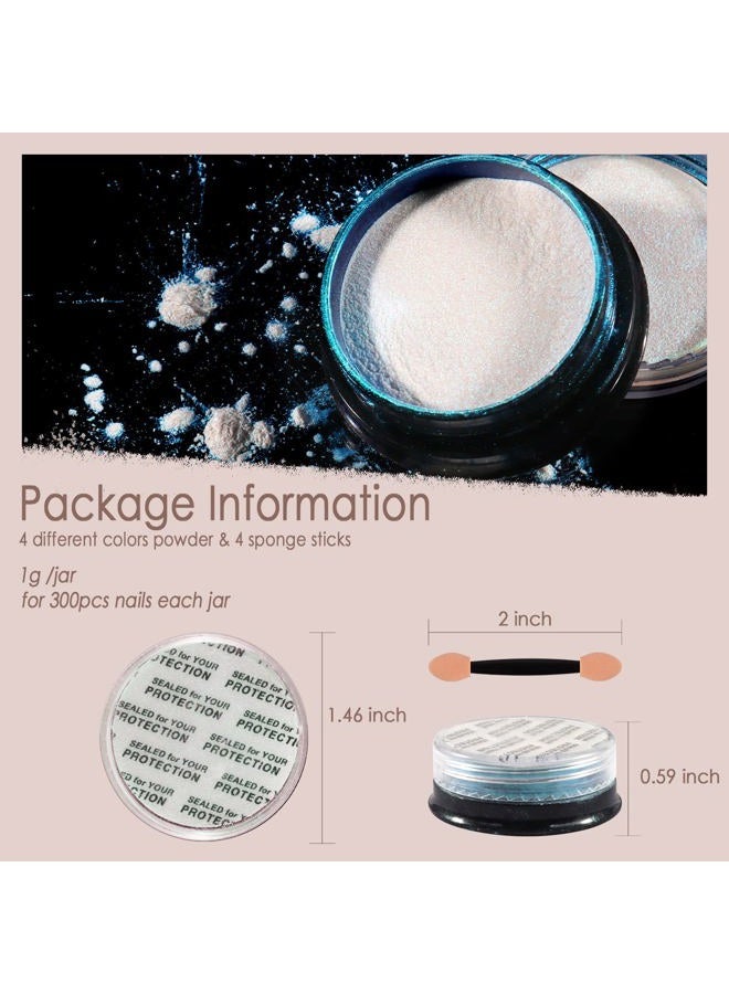 Allstarry Chrome Nail Powder 4 Colors Iridescent Aurora Powder Metallic Mirror Effect Pigment Pearlescent Mermaid Glitter Unicorn Glitter for Nail Art Manicure Decoration Home DIY Salon - Ice Series - Image 4