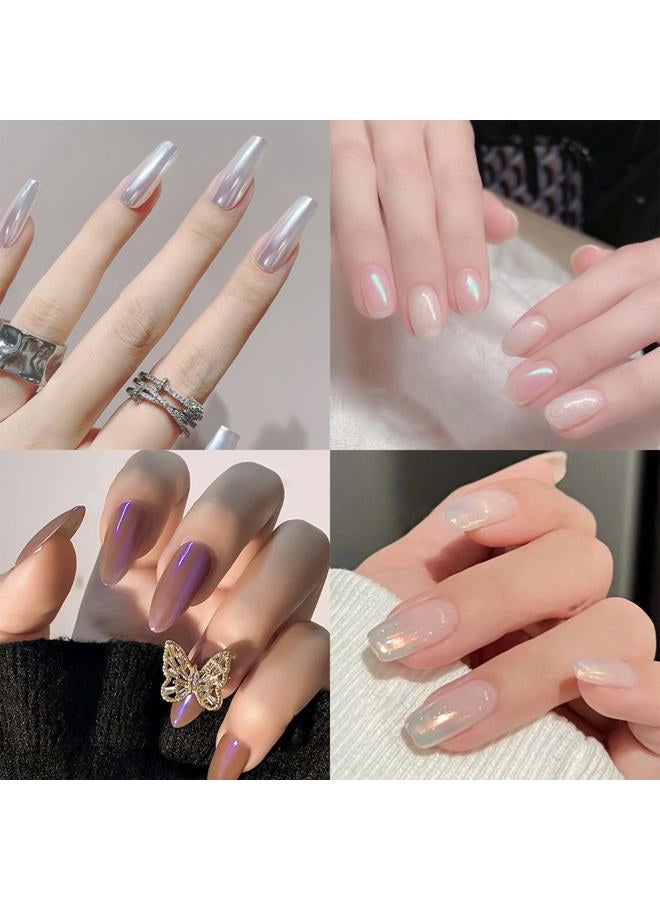 Allstarry Chrome Nail Powder 4 Colors Iridescent Aurora Powder Metallic Mirror Effect Pigment Pearlescent Mermaid Glitter Unicorn Glitter for Nail Art Manicure Decoration Home DIY Salon - Ice Series - Image 5