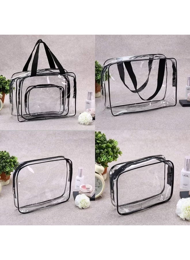 Travel transparent bag wash three-piece pvc cosmetic bag waterproof storage wash bag set sundry storage bag  - Image 1