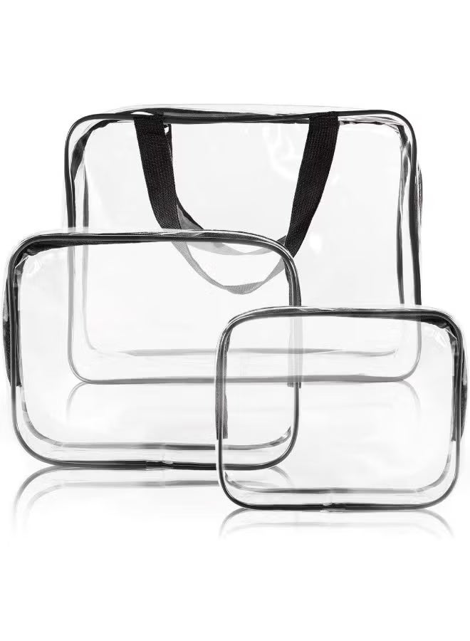 Travel transparent bag wash three-piece pvc cosmetic bag waterproof storage wash bag set sundry storage bag  - Image 5