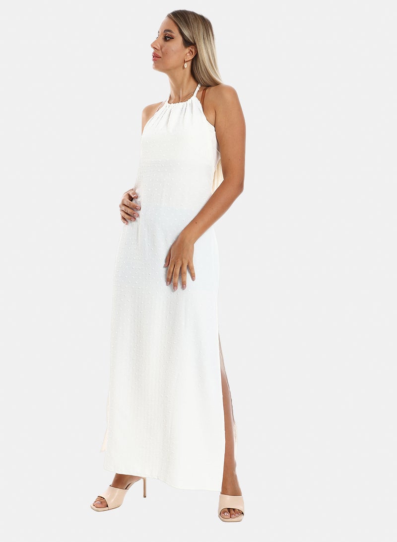 belle Side Slits Backless Halter Neck Cover Up Dress - Image 2