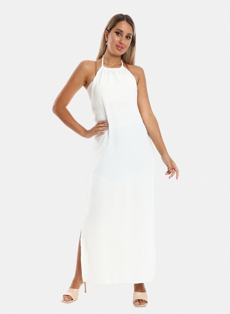 belle Side Slits Backless Halter Neck Cover Up Dress - Image 1