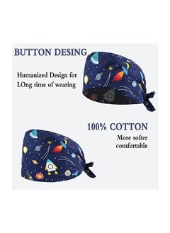 Generic Pack Of 3  Surgical Caps For Female And Male  Cotton Nursing Cap  With  Buttons And Sweatband Adjustable Tie Back Hat  - Image 3