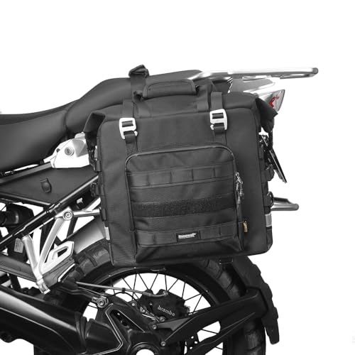 Rhinowalk Motorcycle Saddlebag Waterproof Luggage Bag Quick Release Motorcycle Side Bag 25L Fits Most Adventure and Sports Bike Motorbike Racks (Black, 1 pcs) - Image 1