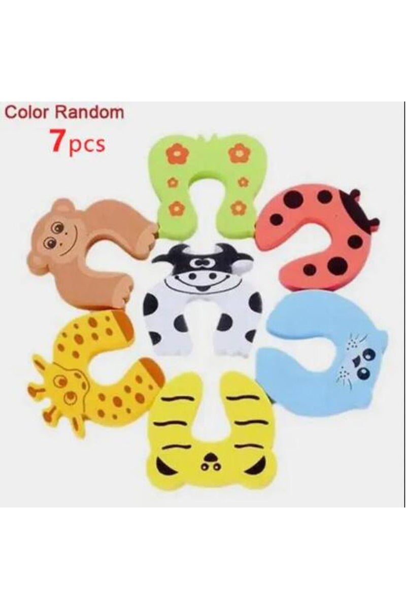 قفل حماية للأطفال بتصميم كرتوني، لون عشوائي، 7 قطع، 1/2/5/7 قطع، لحماية الأصابع، مانع للتسرب.