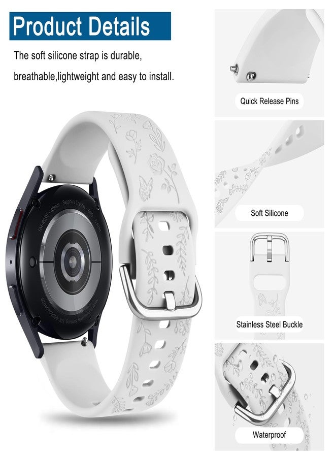 اي كي سوار AK محفور عليه زهرة لساعات Garmin Vivoactive 5 / Vivoactive 3، وVenu 2 Plus / Sq / Venu للرجال والنساء، وحزام بديل ناعم لساعات Garmin Vivomove Sport وVevoactive 3 Music وForerunner 645 / 245 Music (أبيض) - Image 5