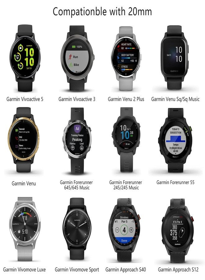 اي كي سوار AK محفور عليه زهرة لساعات Garmin Vivoactive 5 / Vivoactive 3، وVenu 2 Plus / Sq / Venu للرجال والنساء، وحزام بديل ناعم لساعات Garmin Vivomove Sport وVevoactive 3 Music وForerunner 645 / 245 Music (أبيض) - Image 2