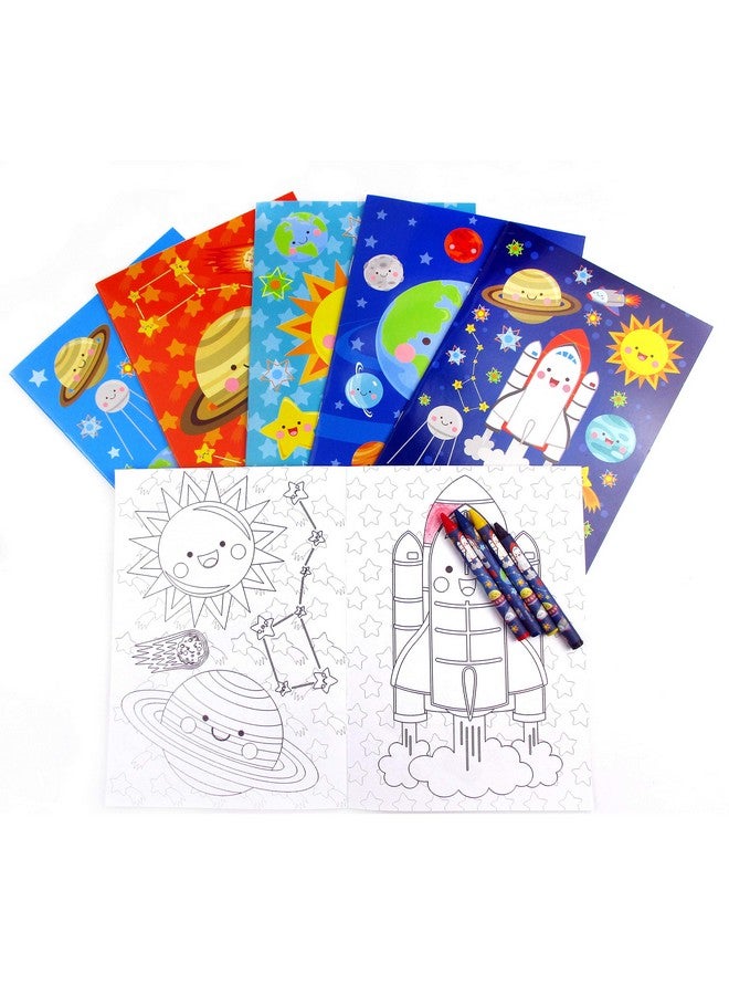 TINYMILLS مجموعة هدايا عيد ميلاد من الفضاء الخارجي مكونة من 108 قطعة (12 حقيبة هدايا كبيرة مع مقبض، 24 طابع، 12 ورقة ملصقات، 12 كتاب تلوين، 48 قلم تلوين) حفلة صاروخ ورائد فضاء - Image 3