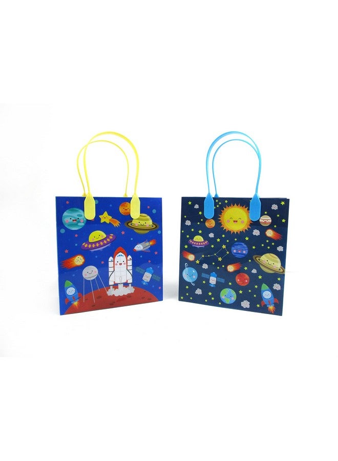 TINYMILLS مجموعة هدايا عيد ميلاد من الفضاء الخارجي مكونة من 108 قطعة (12 حقيبة هدايا كبيرة مع مقبض، 24 طابع، 12 ورقة ملصقات، 12 كتاب تلوين، 48 قلم تلوين) حفلة صاروخ ورائد فضاء - Image 5