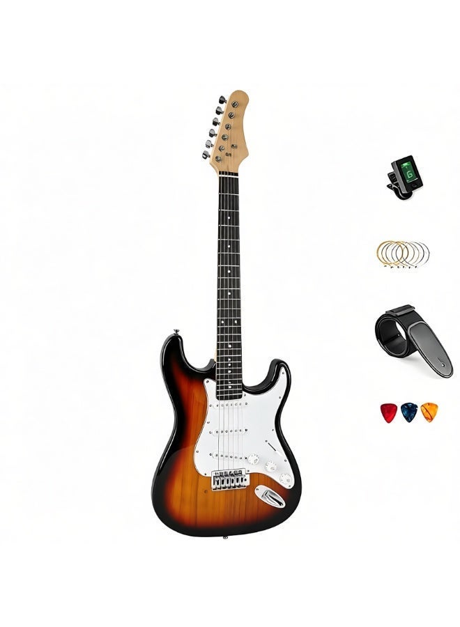 Sharpdo 39-Inch Electric Guitar Beginner Guitar Kit 5 Accessories, includes Guitar bag , Tuner , Strap , Strings , Pick Gift For Adults, Kids (Brown) - Image 2