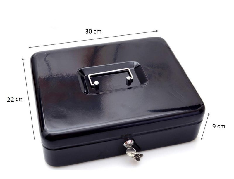 Lukia 12 inch Steel Cash Box (Money Storage Box/Coin Box) with Note and Coin Compartments | Cash Box with Lock and Key - Image 3