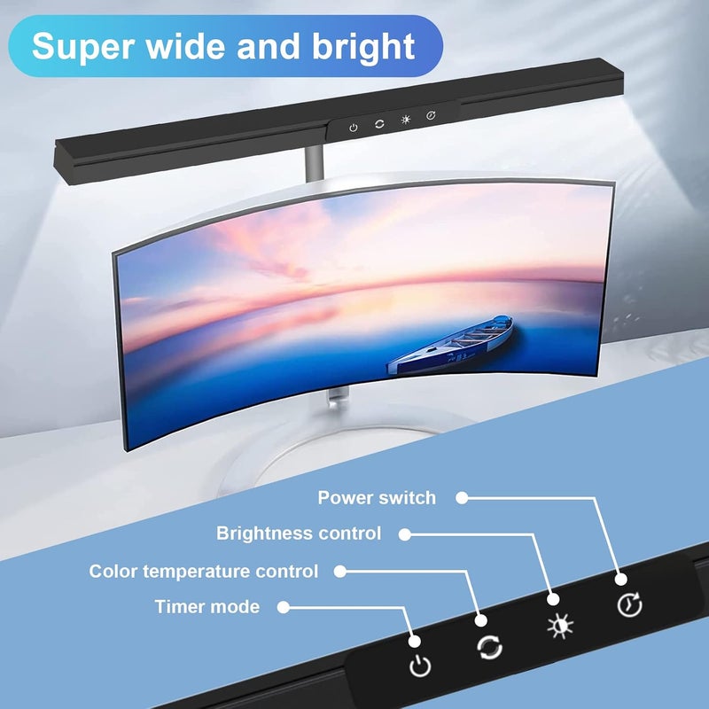 LOOPITYS LED Desk Lamp for Home Office, Double Head LED Desk Lamp with Clamp, Eye Protection Architect Table Lamps, 18W 80CM Brightest 5 Color Modes and Dimmable Workbench Office Light for Reading (BLACK) - Image 3