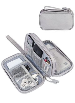 Electronic Organizer, Travel Cable Organizer Bag Electronic Accessories Carry Case, Portable Waterproof Double Layers Storage Bag for Cable Charger Phone Earphone (Grey)