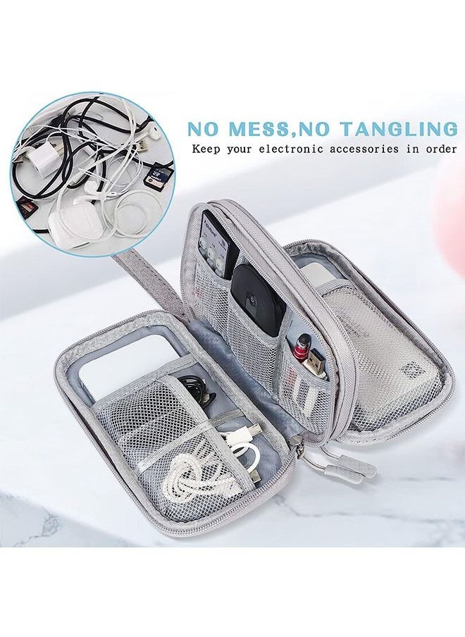 Ant - Electronic Organizer, Travel Cable Organizer Bag Electronic Accessories Carry Case, Portable Waterproof Double Layers Storage Bag for Cable Charger Phone Earphone (Grey) - Image 1