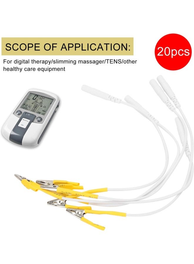 klarako 20pcs / Bag TENS Wire Cable, Clip Electrode Lead Wires Cable for TENS Unit Physiotherapy Machine Yellow  - Image 2