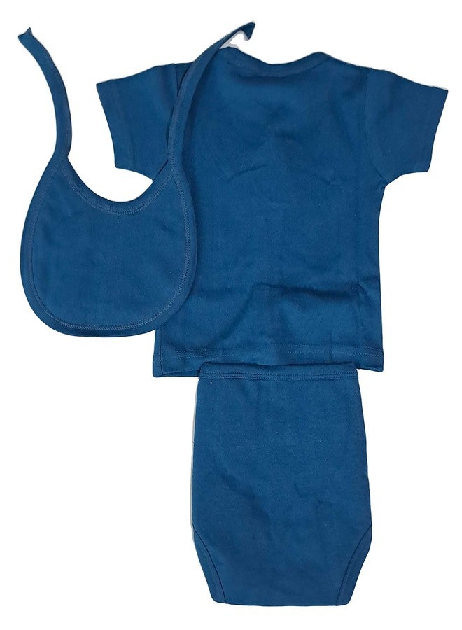 Ess Cubes Enterprise EssCubes Enterprise Super Soft Infant New Born Baby Boy and Baby Girls Clothes Shirt, Washable Diaper Nappy with Bib Set 3-6 Months (Blue) - Image 2