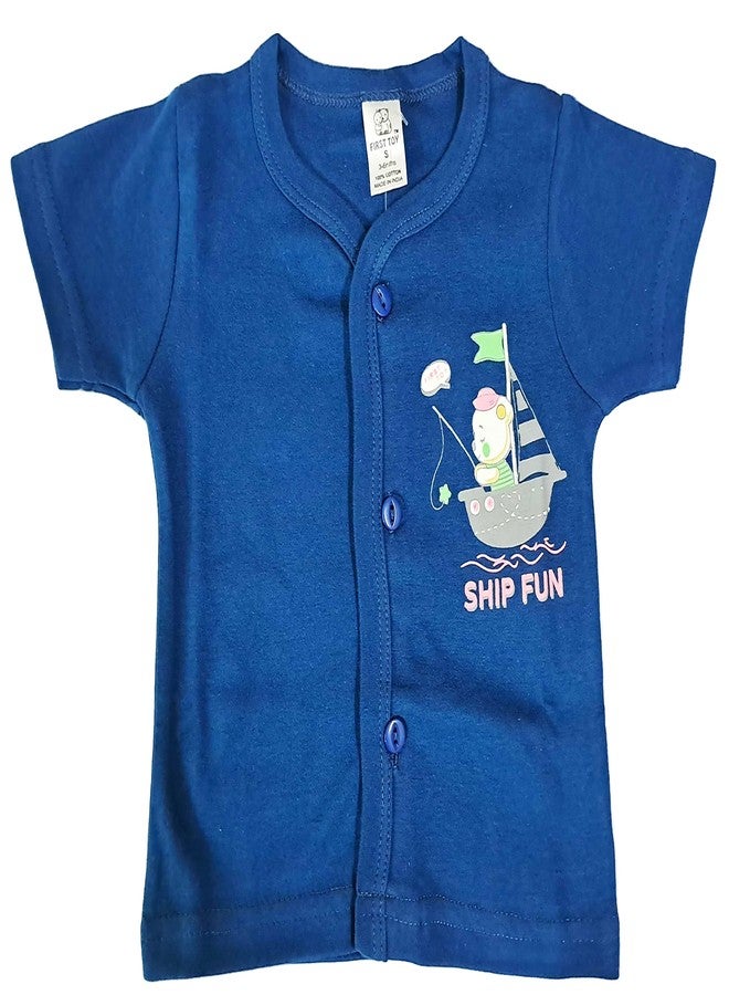 Ess Cubes Enterprise EssCubes Enterprise Super Soft Infant New Born Baby Boy and Baby Girls Clothes Shirt, Washable Diaper Nappy with Bib Set 3-6 Months (Blue) - Image 3