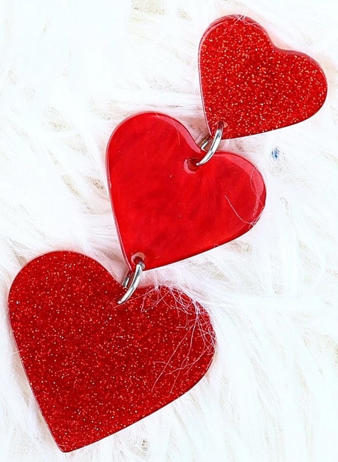 JSLOVFLO Heart Earrings Dangle Earrings Acrylic Cute Heart Shaped Earrings for Women Valentine's Day, Large, Acrylic, No Gemstone - Image 4