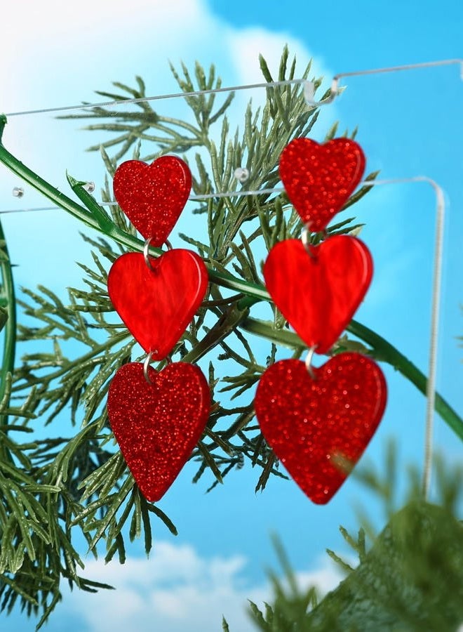JSLOVFLO Heart Earrings Dangle Earrings Acrylic Cute Heart Shaped Earrings for Women Valentine's Day, Large, Acrylic, No Gemstone - Image 5