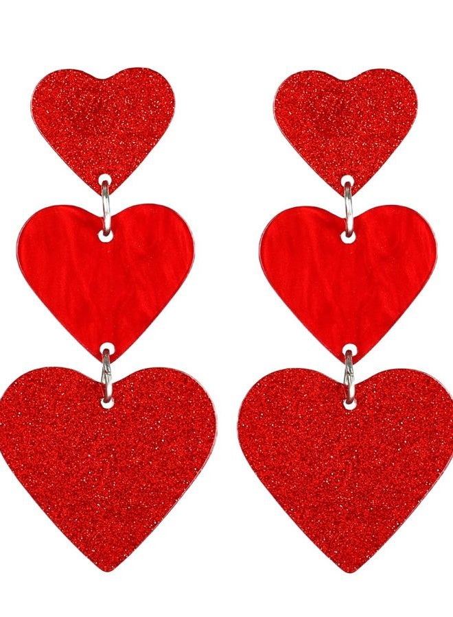 JSLOVFLO Heart Earrings Dangle Earrings Acrylic Cute Heart Shaped Earrings for Women Valentine's Day, Large, Acrylic, No Gemstone - Image 1