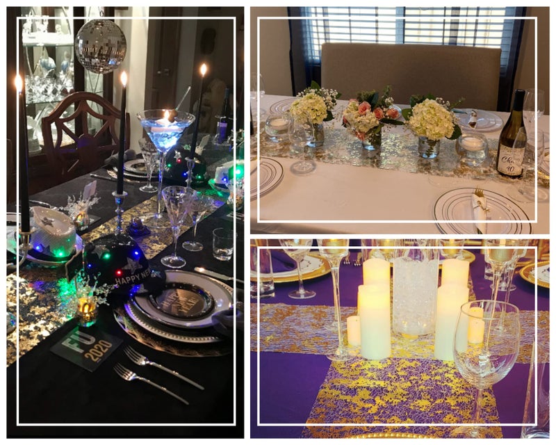 PapaKit Sparkle Metallic Gold Thin No-Iron Table Runner 11"x84", Pack of 2 for Holidays, Wedding, Parties and Everyday Decoration - Image 5