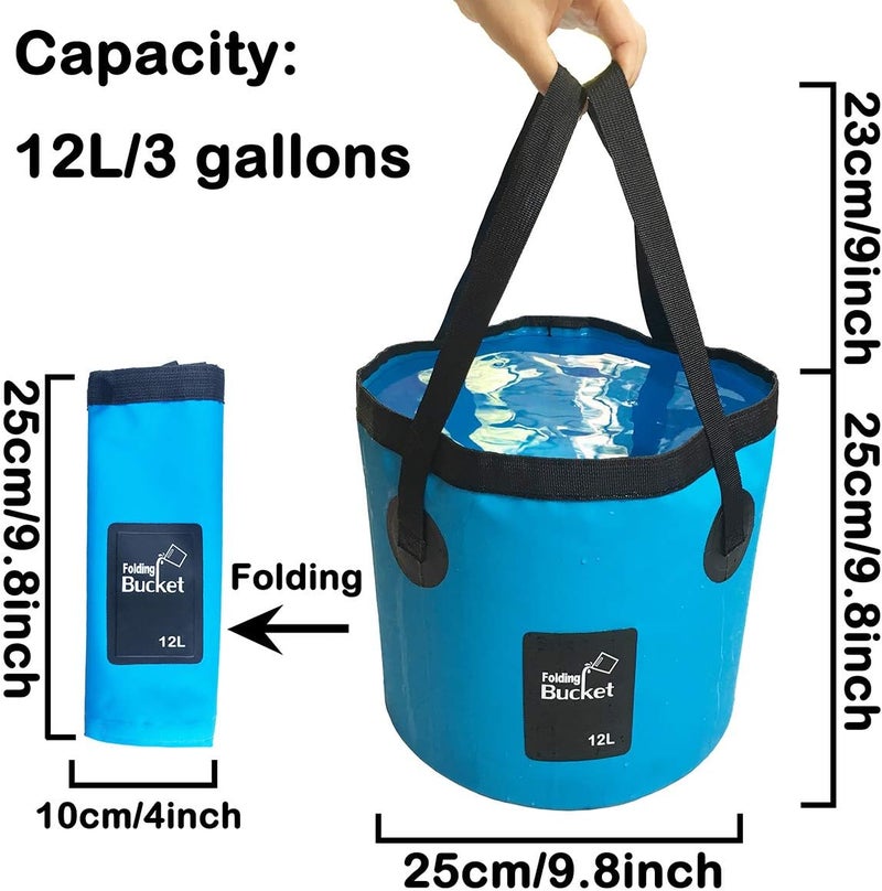Sunglow Collapsible Bucket, 3 Gallons Multifunctional Portable Collapsible Fishing Bucket -Wash Basin Folding Bucket -Water Container for Fishing-Camping-Gardening (12L/3gallon(Blue)) - Image 2
