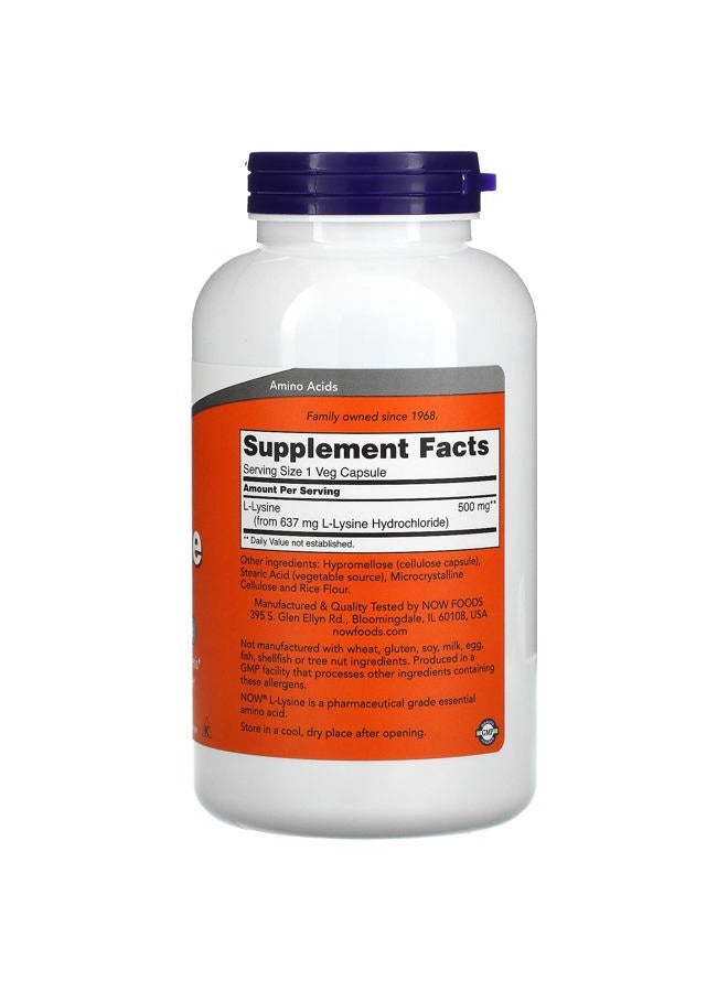 now Foods L-lysine 500 mg, 250 Capsules (Pack of 2) - Image 3