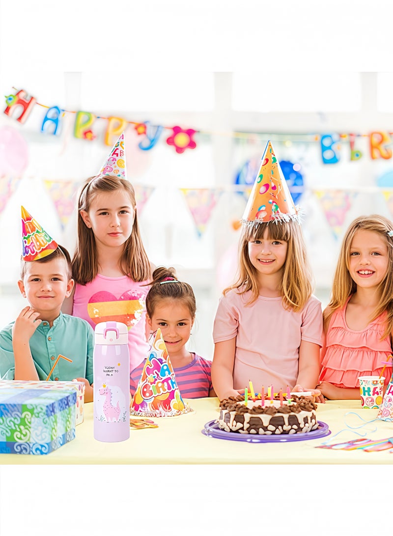 Peachjoy Kids Water Bottles, Kids Stainless Steel Water Bottle BPA-Free, Leak Proof Insulated Water Bottles for Boys and Girls, Reusable Metal Water Bottles-Keep 12 Hours Hot and 24 Hours Cold (PINK-500ML) - Image 4