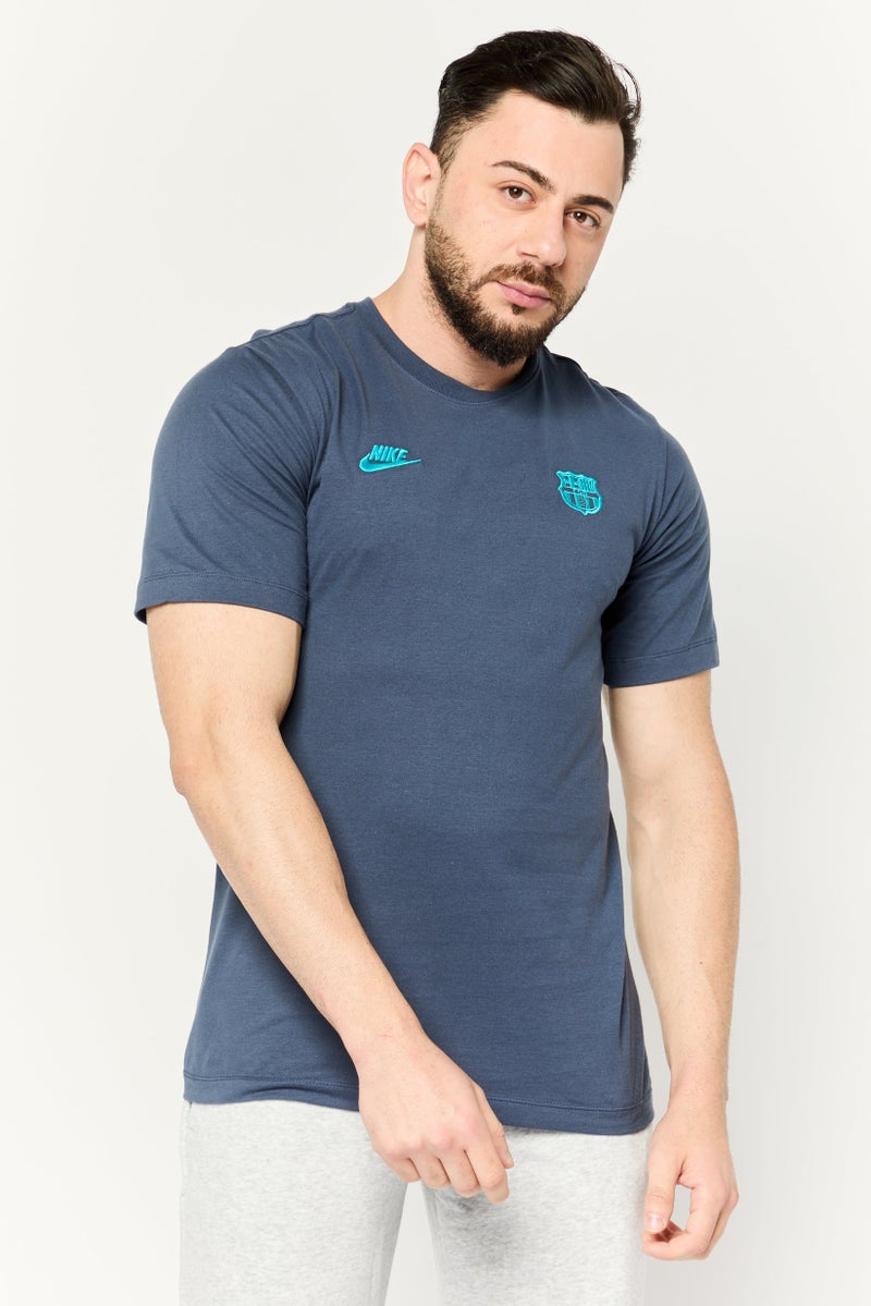 Nike Men Sportswear Fit Short Sleeves Football Club Barcelona T-Shirt, Slate Blue - Image 1