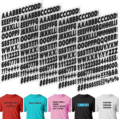Comkrivy 5 Sheets 830 Pieces Iron on Letters and Numbers for Clothing, 1 Inch Iron on Vinyl Letters with A-Z Heat Transfer Letters 0-9 Iron on Numbers PU Alphabet Stickers for T-Shirt Printing DIY Craft, White - Image 1