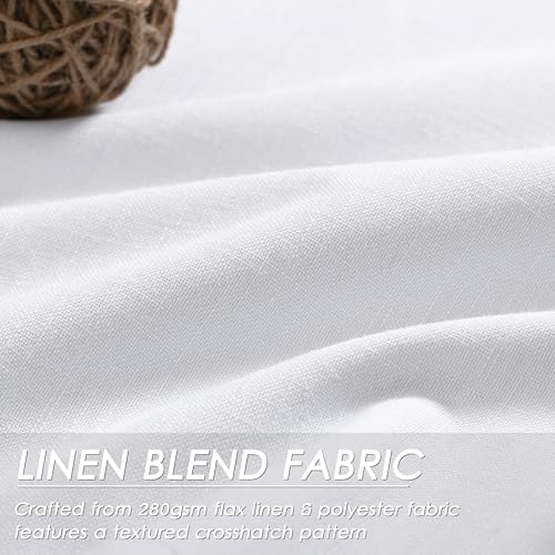 Nanspring White Linen Blackout Curtains 84 Inches Long 2 Panels for Living Room Back Tab Modern Cotton Textured Pure White Black Out Curtains Heating Blocking Linen Curtain Panels for Bedroom Nursery Kids - Image 5