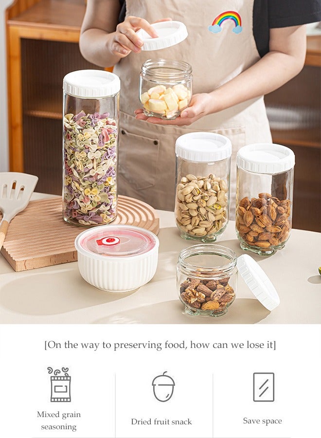 DUNISO 5 Pcs Sealed Glass Jar，Clear Glass Jars With Lids For Sealing，Leak Proof Glass Sealed Jar，Kitchen Storage Container，With Tags，Wet&Dry Use，For Sugar, Tea, Coffee Bean, Pasta, Oat - Image 3