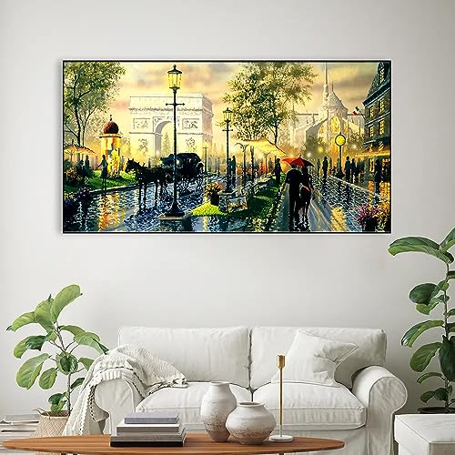DEKORSTATION Paris Scenery Floating Framed Canvas Wall Painting for Living Room |Bedroom | Office | Drawing room |Hotels Decoration (18 Inch x 12 Inch) - Image 1