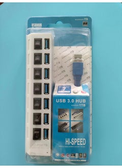 موزع USB للكمبيوتر الرقمي USB 2.0 4 منافذ نقل بيانات عالي السرعة جهاز توسيع متعدد الوظائف تصميم محمول صغير الحجم - عدد الواجهات: مفتاح 3.0 7 منافذ أبيض