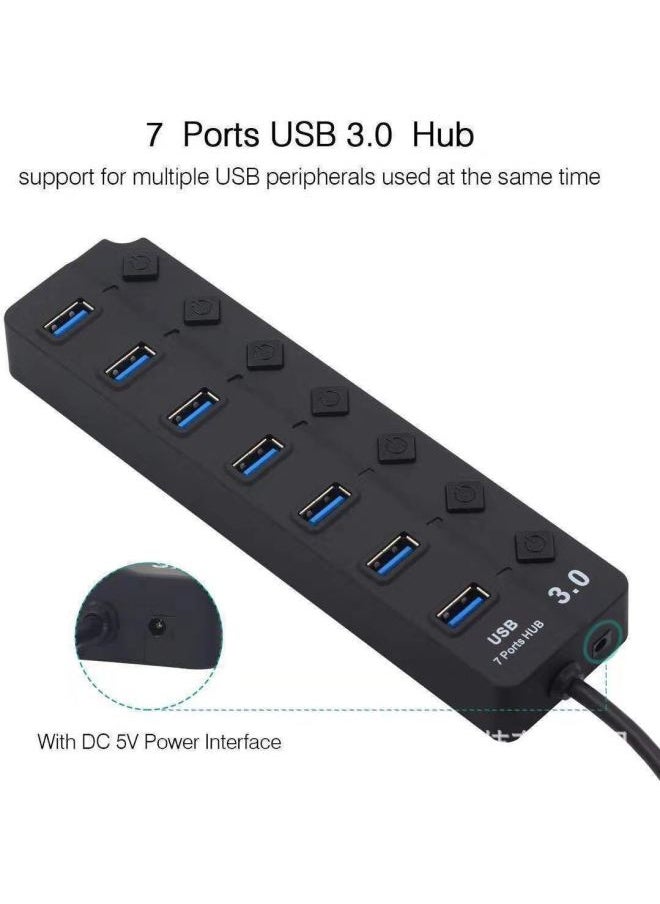 ماركة غير محددة - موزع USB للكمبيوتر الرقمي USB 2.0 4 منافذ نقل بيانات عالي السرعة جهاز توسيع متعدد الوظائف تصميم محمول صغير الحجم - عدد الواجهات: مفتاح 3.0 7 منافذ أبيض - Image 1