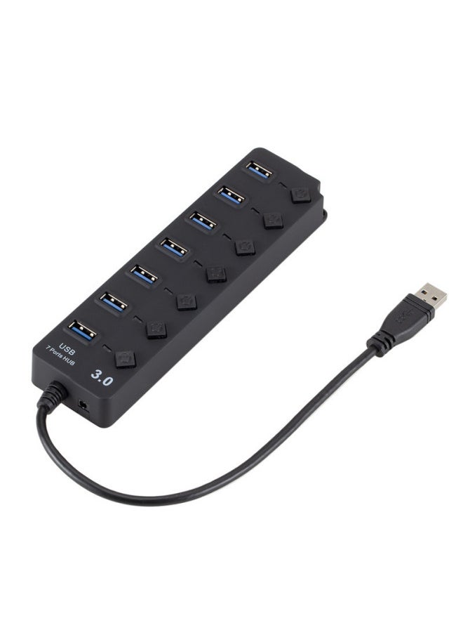 ماركة غير محددة - موزع USB للكمبيوتر الرقمي USB 2.0 4 منافذ نقل بيانات عالي السرعة جهاز توسيع متعدد الوظائف تصميم محمول صغير الحجم - عدد الواجهات: مفتاح 3.0 7 منافذ أبيض - Image 1