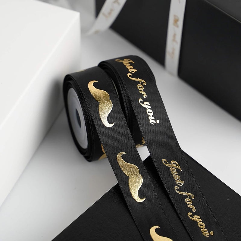 Meedee Happy Father's Day Ribbon Fathers Day Decorations Gift Box Wrapping Paper Decor Thank You Satin Thin Ribbon Assorted Black Satin, 5 Rolls with 10 Yards Each Total 50 Yards - Image 5