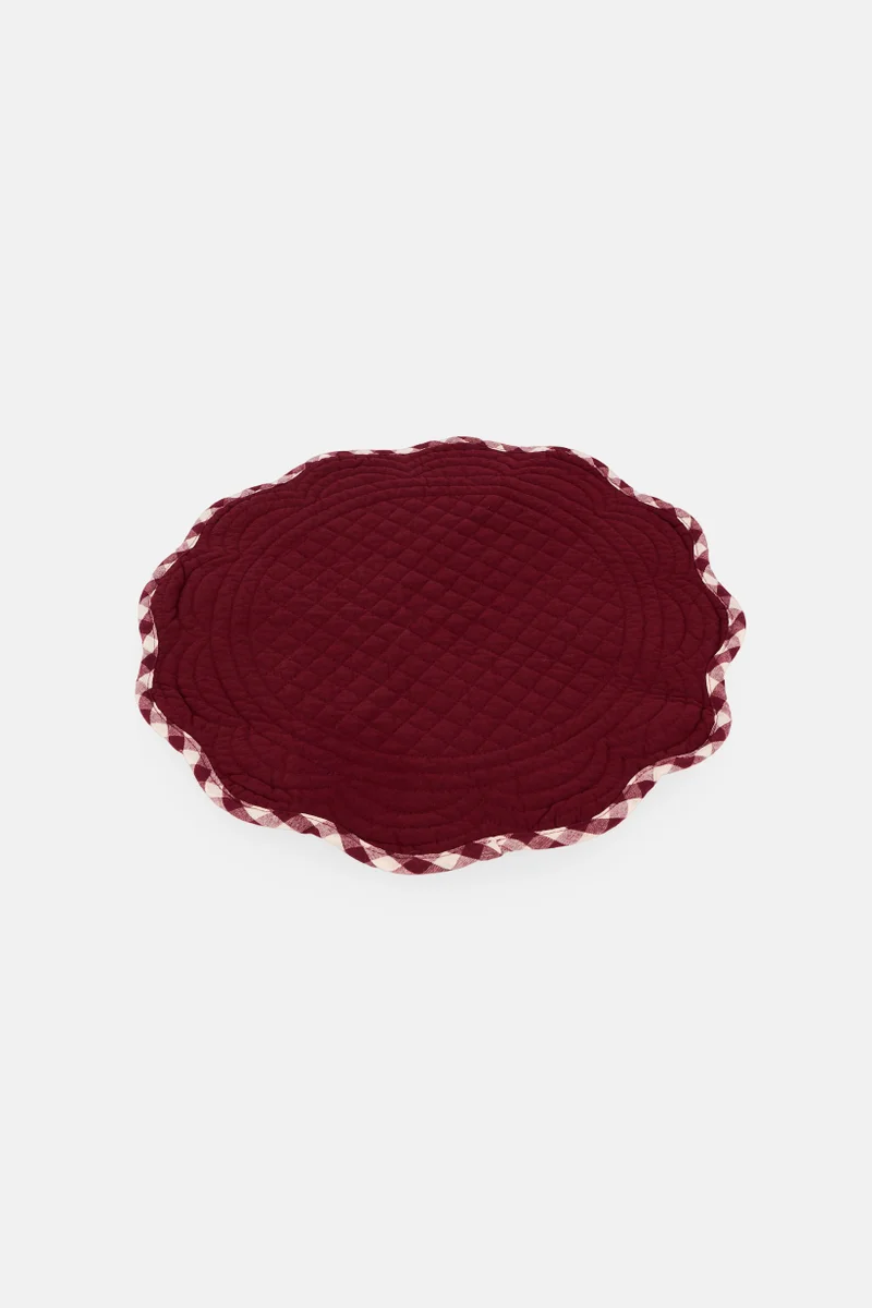 موي موتشو Cotton Quilted Table Cloth, Maroon